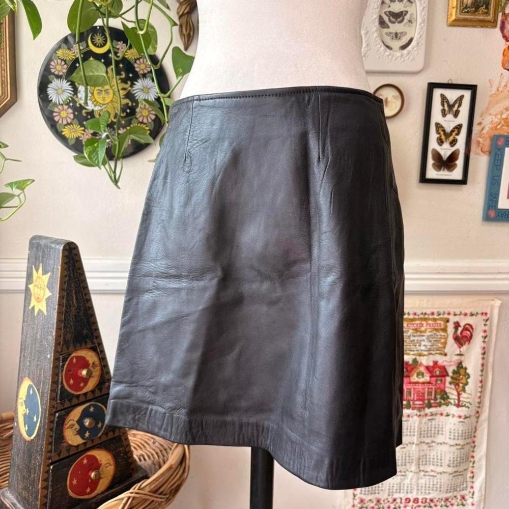 Vintage 90s Black Leather Biker Chic Gothic Grunge Punk Womens‎ 13/14